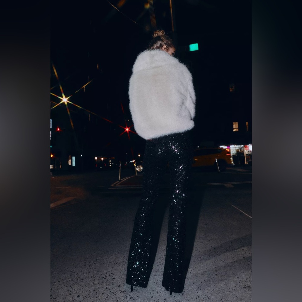 Elegant Black Sequin Dress Pants - Picture 5 of 11